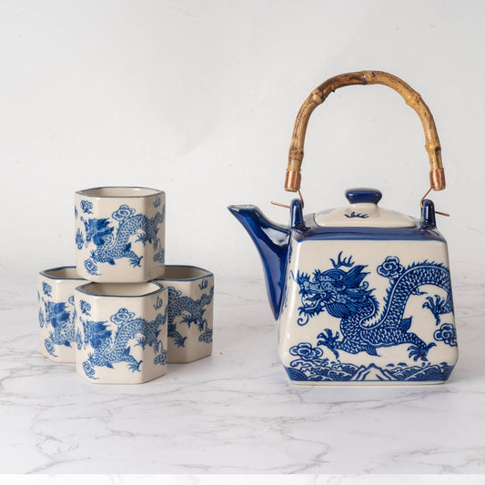 Urban Tokyo - Oriental Ryu Dragon Tea Set 20oz Tea Pot with 4 Hexagon Cups (4/8)