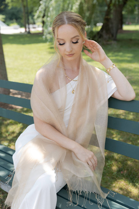 SAACHI - Glitz Silk Scarf: Gold