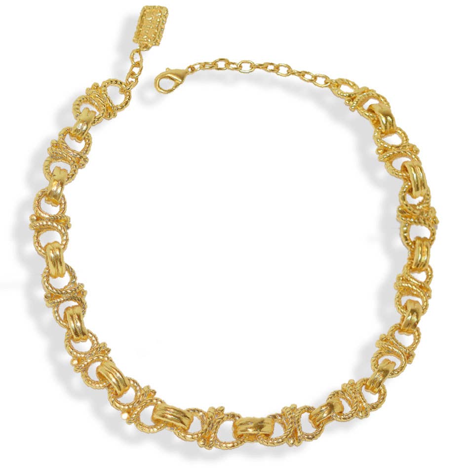 KARINE SULTAN - Fancy Double Link Cable Chain Collar Necklace: Gold
