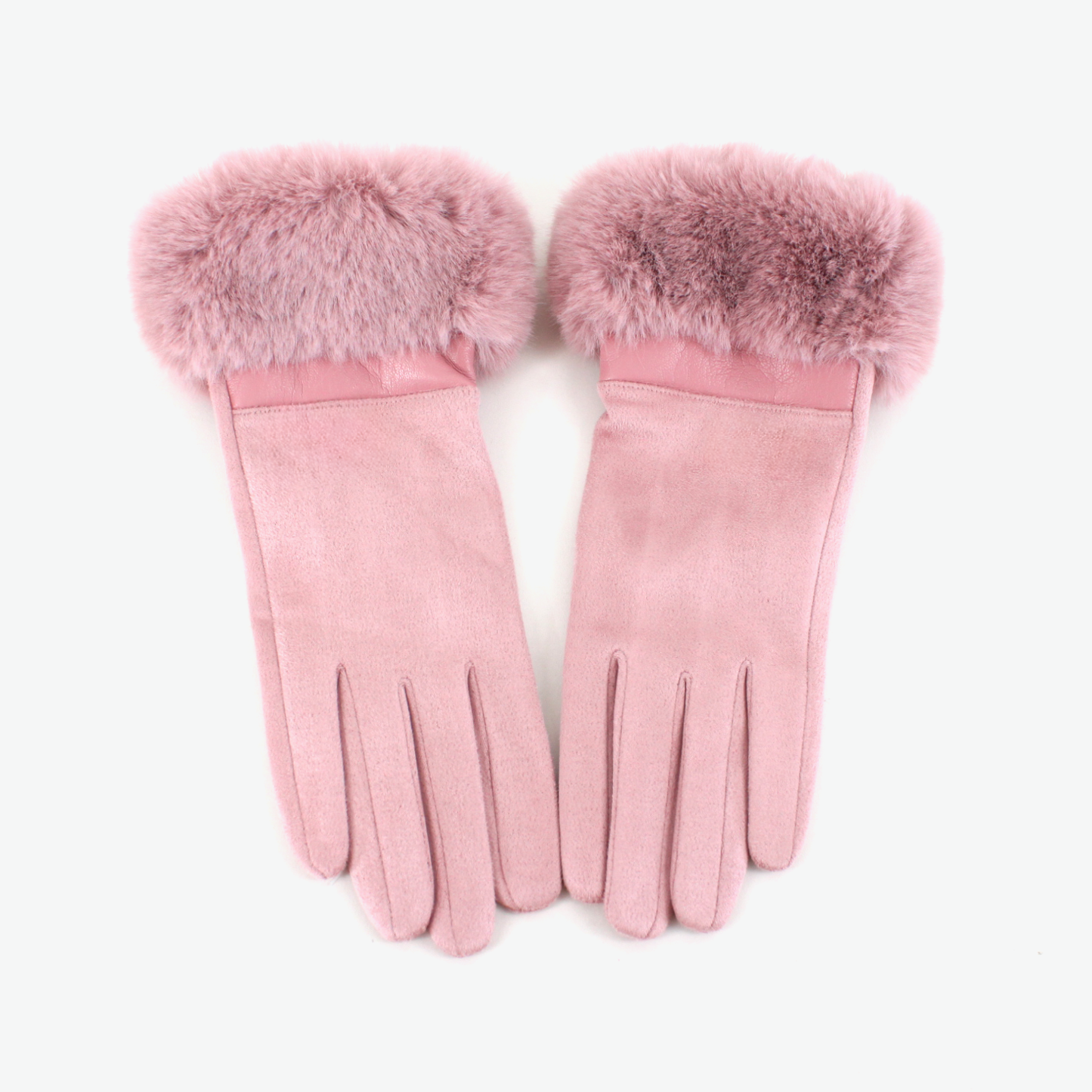 Pretty Persuasions - A25014 Suede-Like Gloves w/Faux Fur: 03 Brown