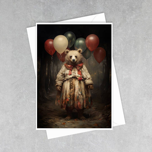 Salty Alyce - Party Bear With Balloons  Greeting Card 48AS