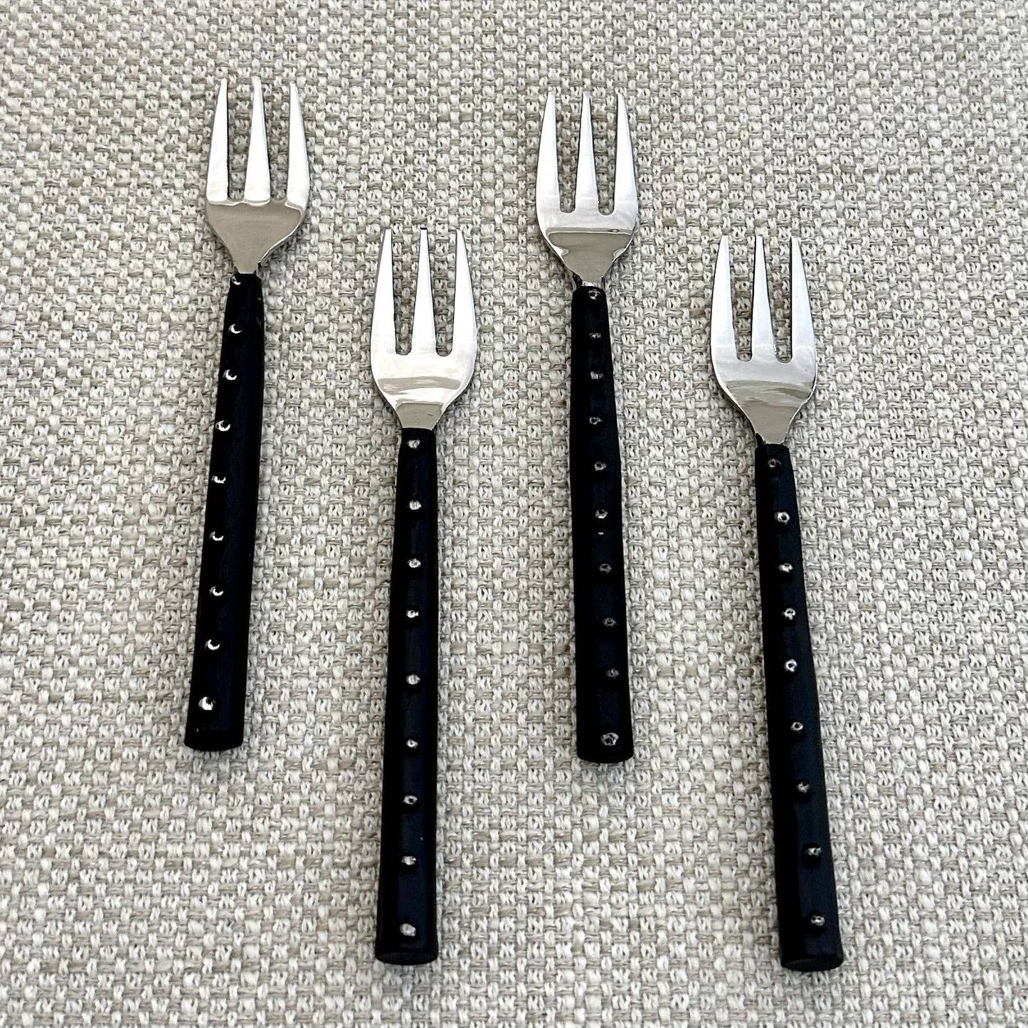 India Handicrafts Inc - Stainless Steel Fork Set, Black Handle