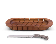 Load image into Gallery viewer, Vagabond House - Oval Bread Board with Antler Knife