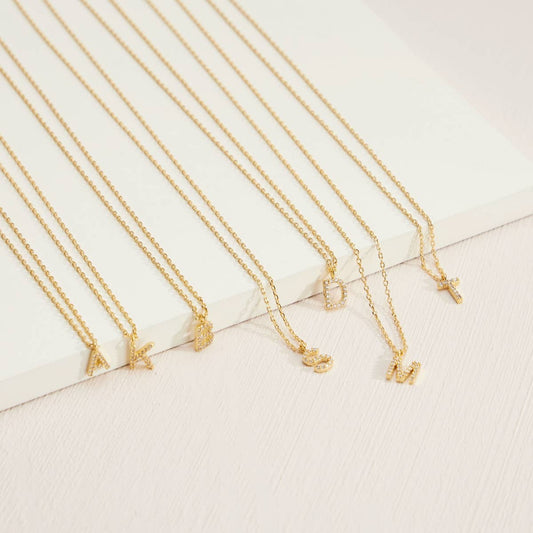 Lilla Haven - 12 Pack of Cubic Zirconia Initial Gold Dipped Necklaces: Gold Assorted / One / 4DN18021