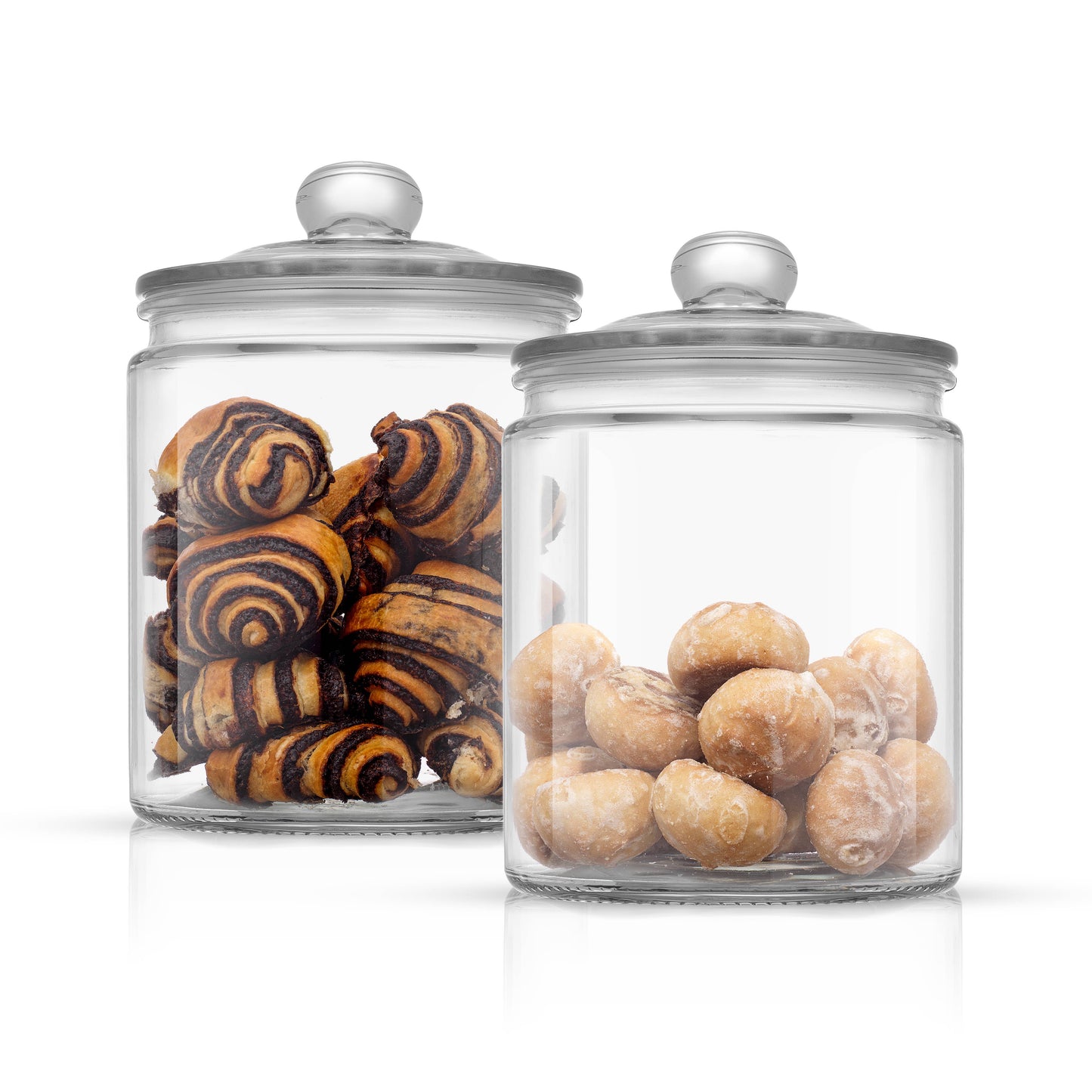 JoyJolt - JoyFul Round Glass Cookie Jar with Airtight Lids (67 oz)