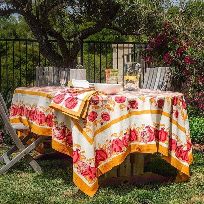 Couleur Nature - Pomegranate Yellow & Red | French Tablecloths: 70" Round