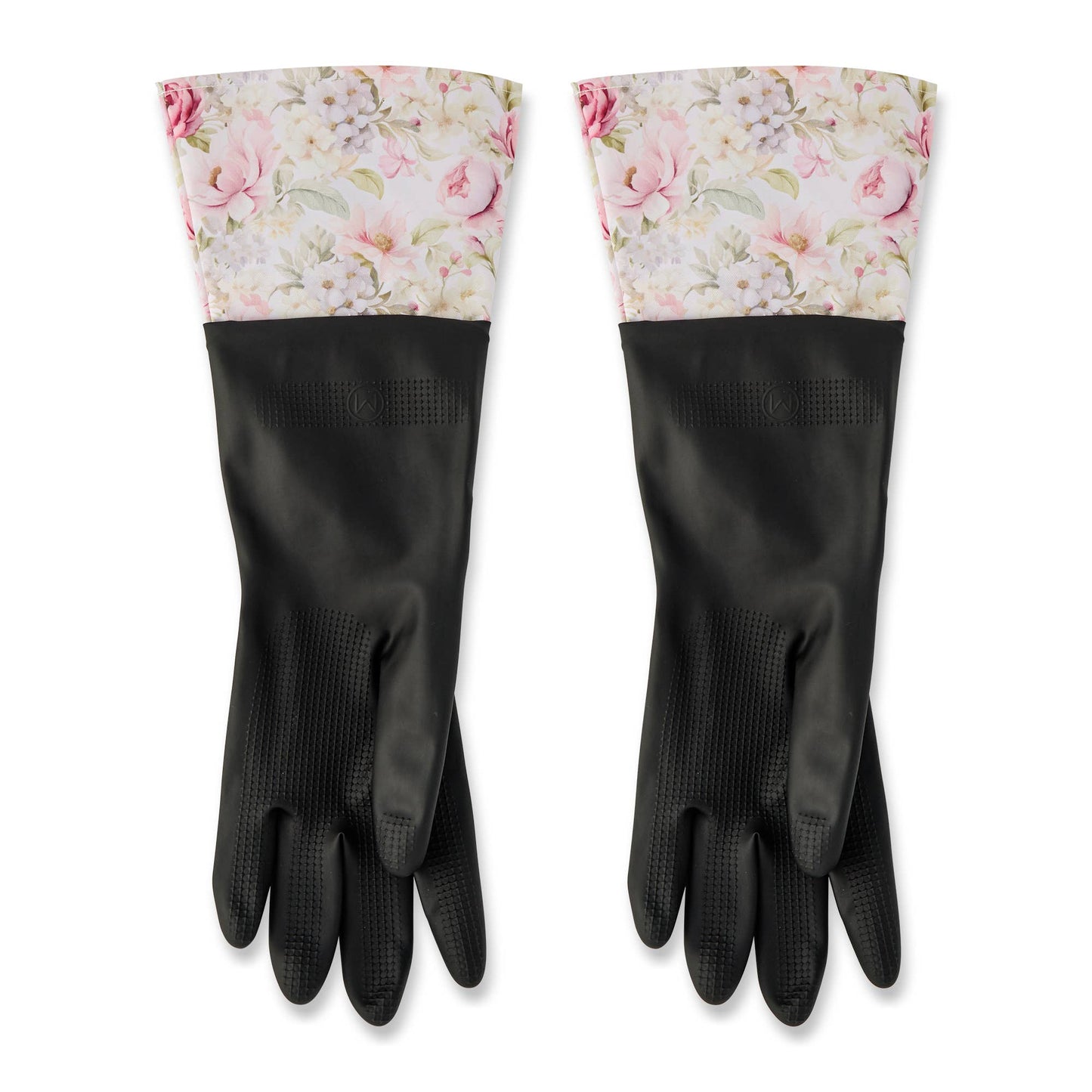 Core Home - 1 Pair Fashion Latex Dish Gloves - Black/Botanical