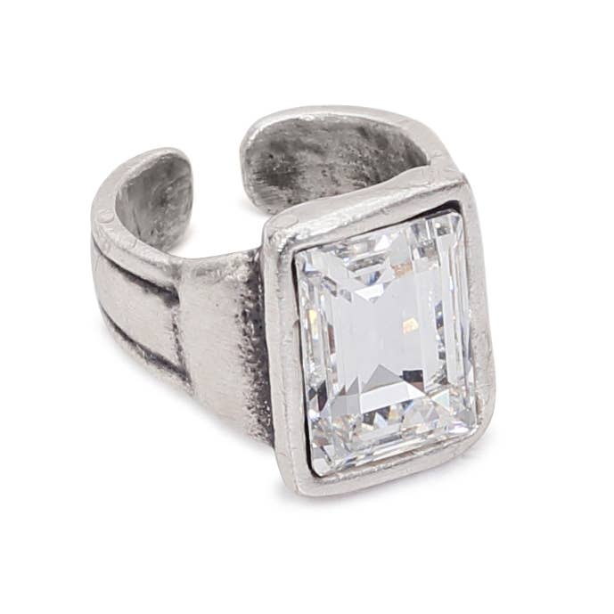 Chanour - Handmade Clear Crystal Brass Ring - 6916