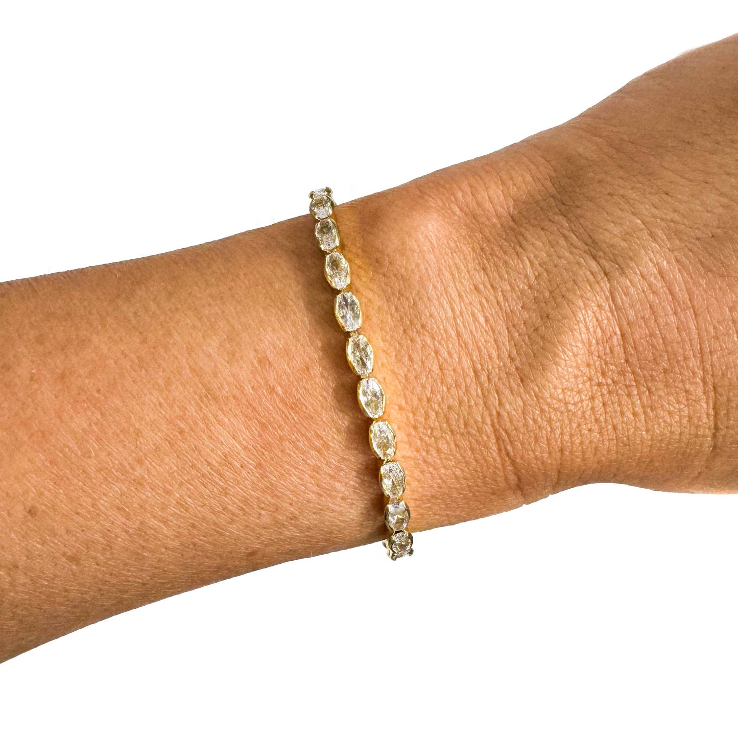 Savvy Bling - Semi Precious Pave Gold Filled Adjustable Bracelets: Round