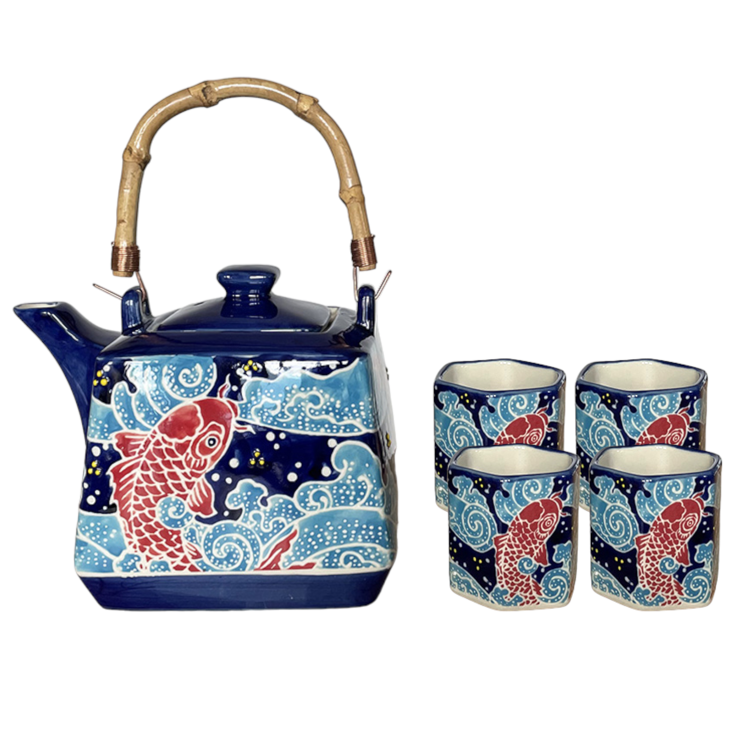 Urban Tokyo - Koi Fish Tea Set 20oz Tea Pot with 4 Cups