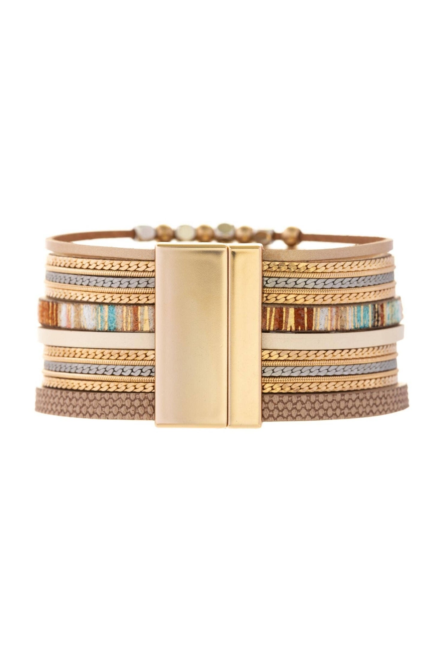 SAACHI - Metallic Beaded Bracelet: Champagne