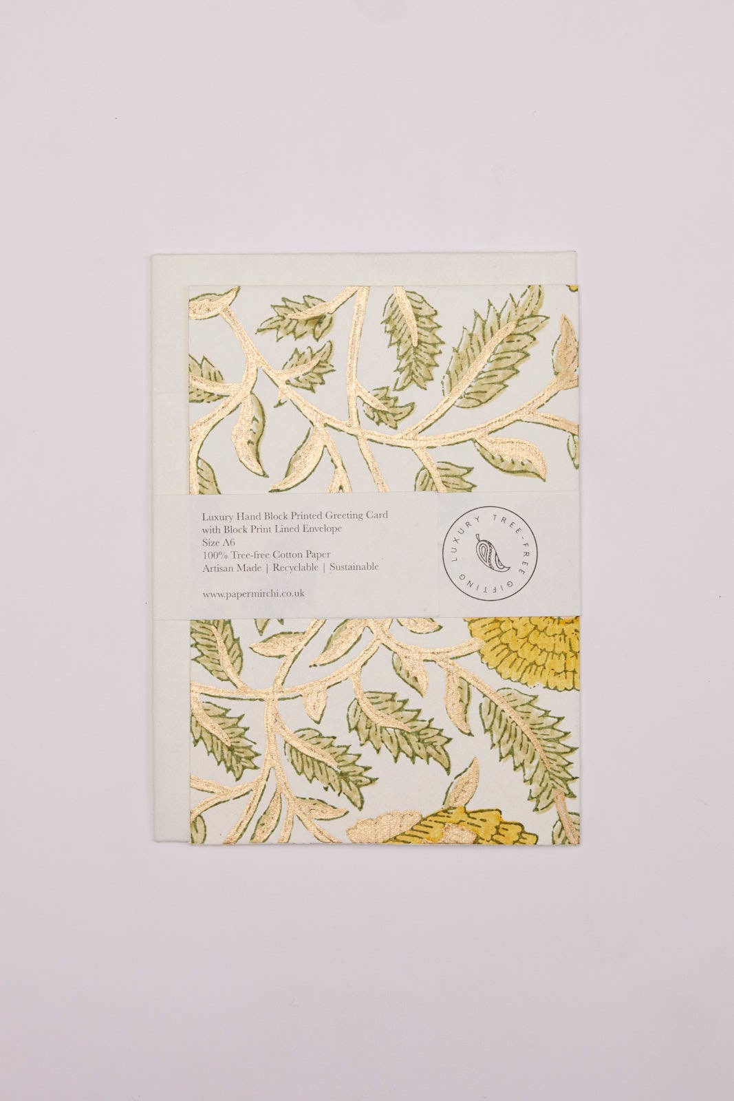 Paper Mirchi - Hand Block Printed Greeting Card - Marigold Glitz Sunshine