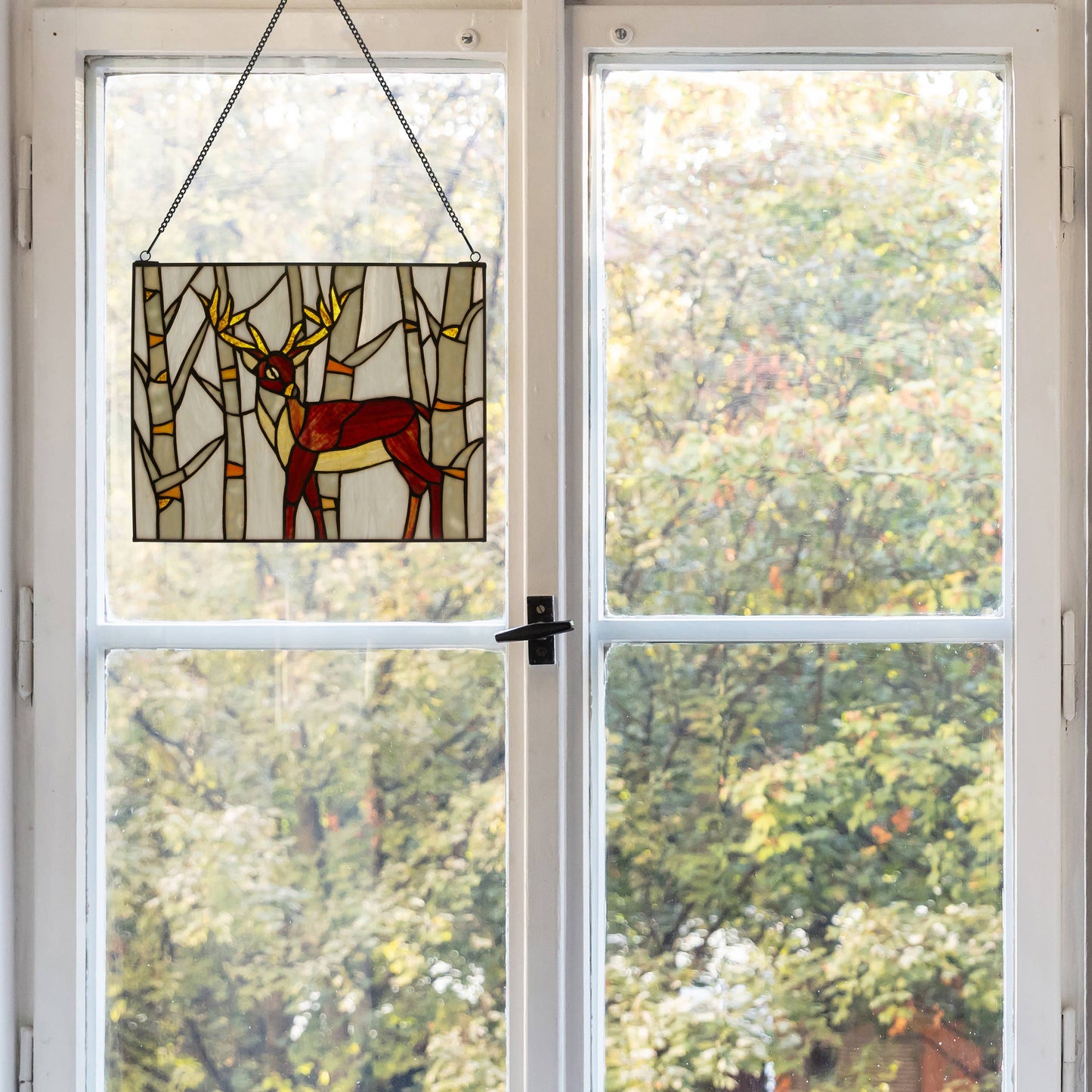 River of Goods - 11"H Majestic Deer Stained Glass Window Panel