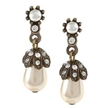 Sweet Romance Jewelry - Pearl or Crystal Wedding Earrings: CR - Crystal
