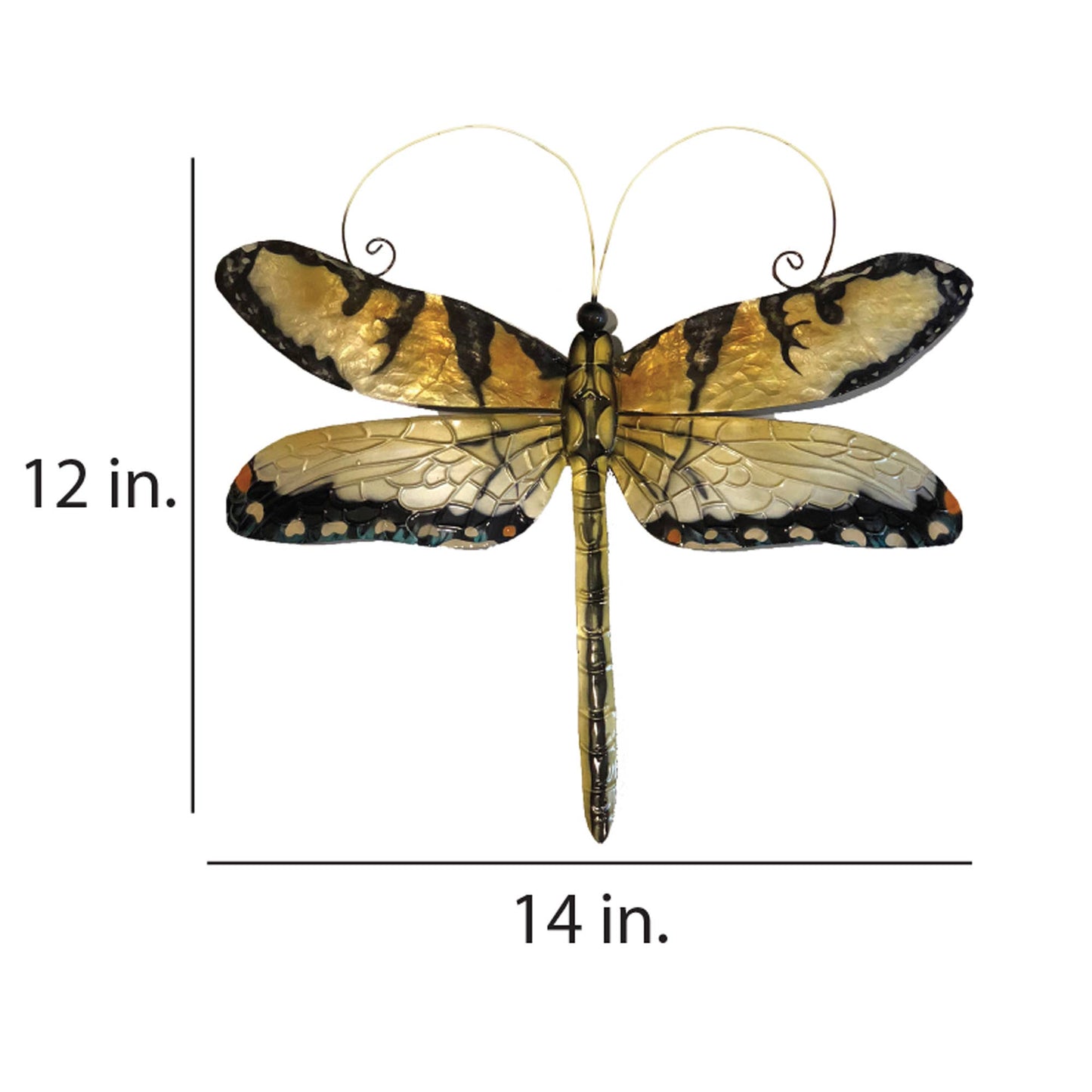 Eangee Home Design - Dragonfly Wall Decor Gold And Blue, w/ Capiz, Outdoor Safe