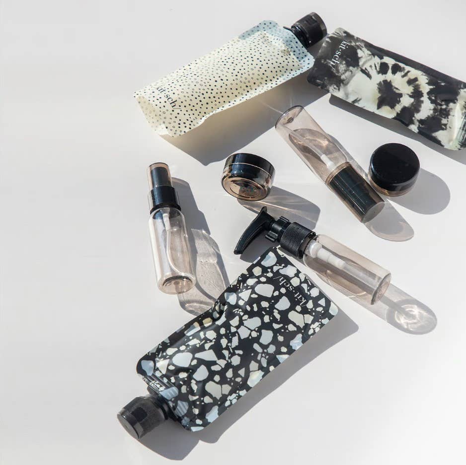 KITSCH - Refillable Ultimate Travel 11pc Set - Black & Ivory