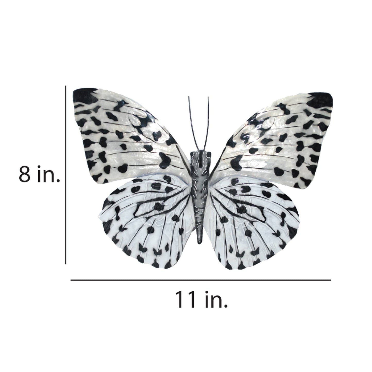 Eangee Home Design - Butterfly Wall Decor Black And White, w/ Capiz, Outdoor Safe