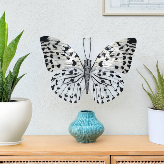 Eangee Home Design - Butterfly Wall Decor Black And White, w/ Capiz, Outdoor Safe