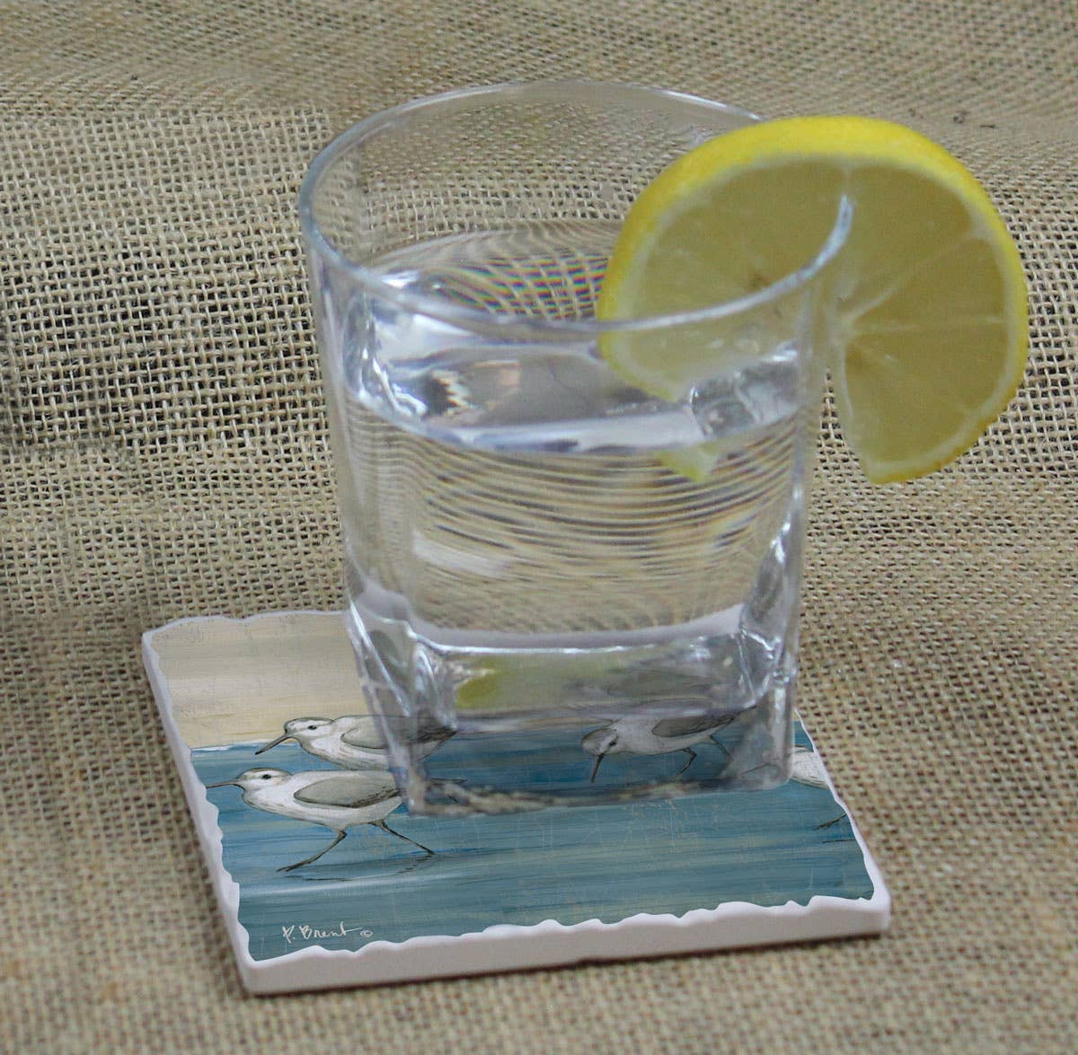 CounterArt/Highland Home/Thirstystone - Sandpipers On The Beach Single Absorbent Tumbled Tile Coaste