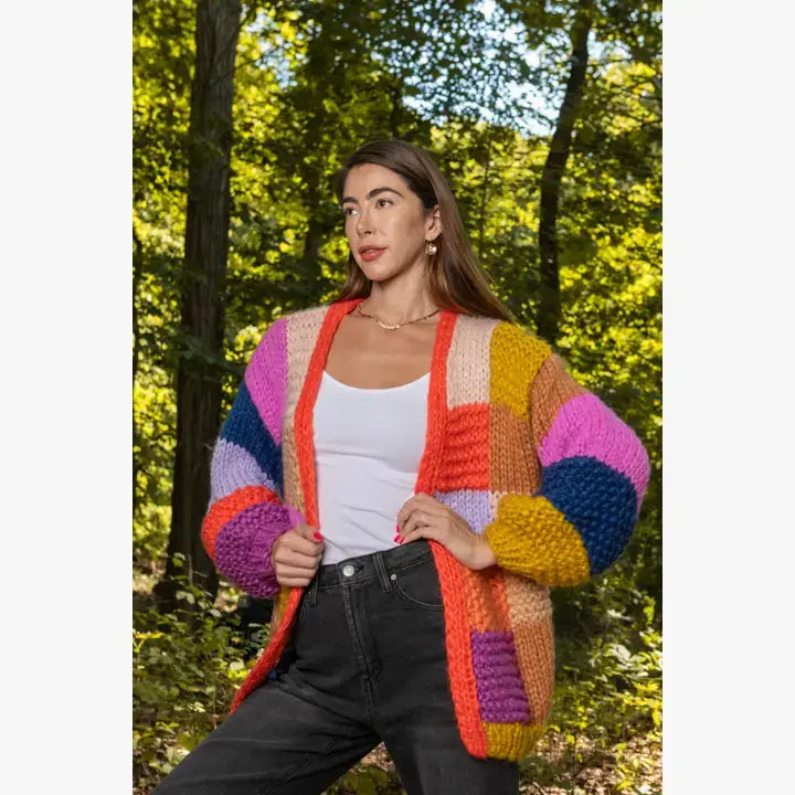 SAACHI - Rainbow Knitted Cardigan: Multi