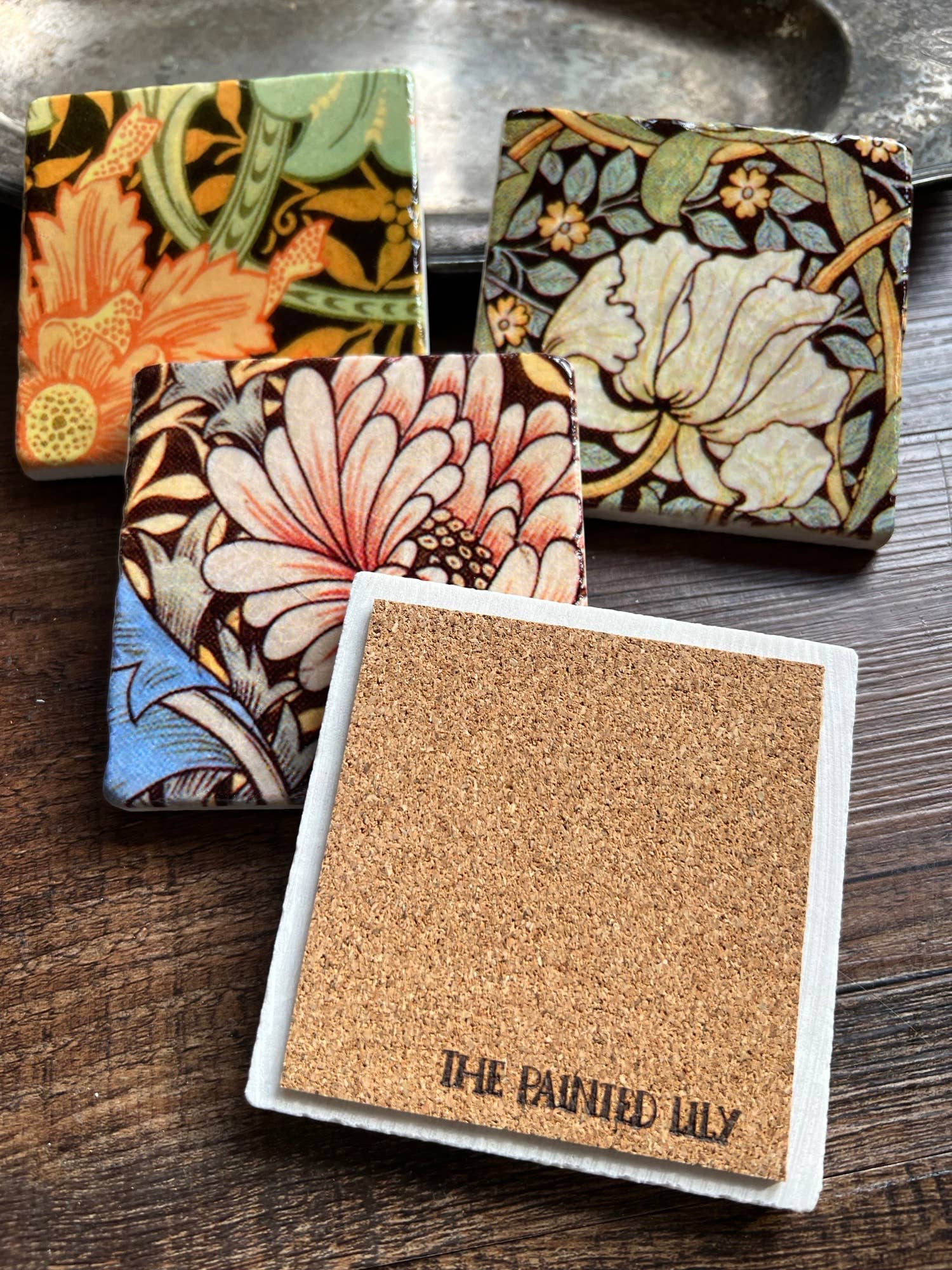 The Painted Lily - Peachy, Peachy stone coasters - case of 4 - Thumbnail 4