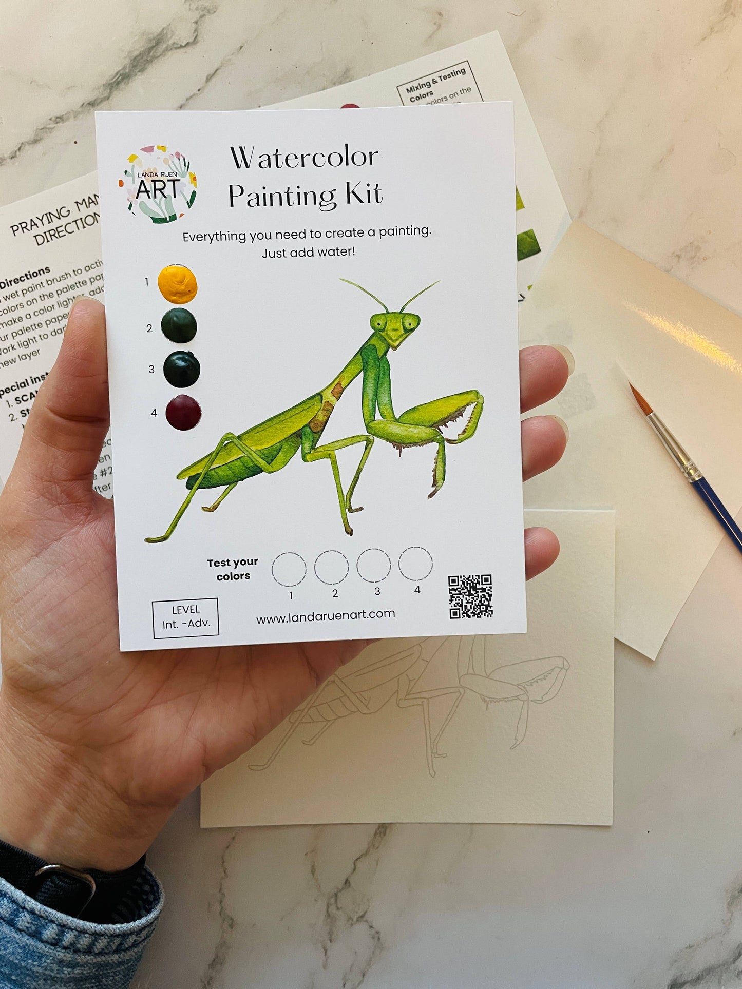 Landa Ruen Art - Praying Mantis Watercolor Kit
