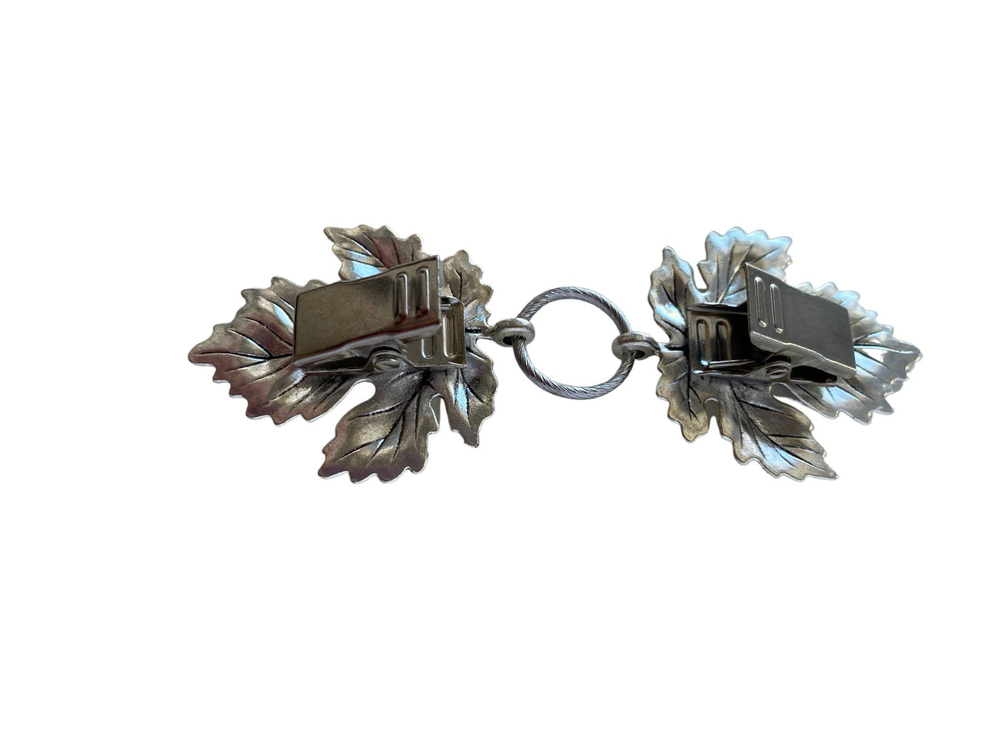 KardiKlips - Dress Cinch Clips for Clothes, Silver Metal Leaves Boho