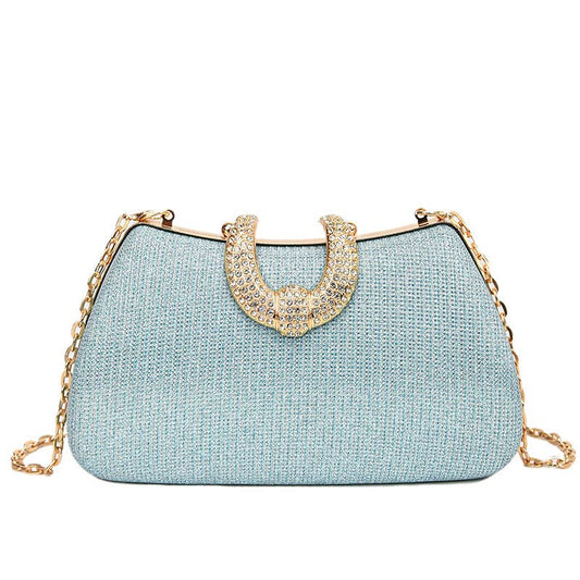 ACCITY - FINE GLITTER CLUTCH DRESS LADY EVENING BAG CLUTCH_CWAB3258: Blue / (OS) 1