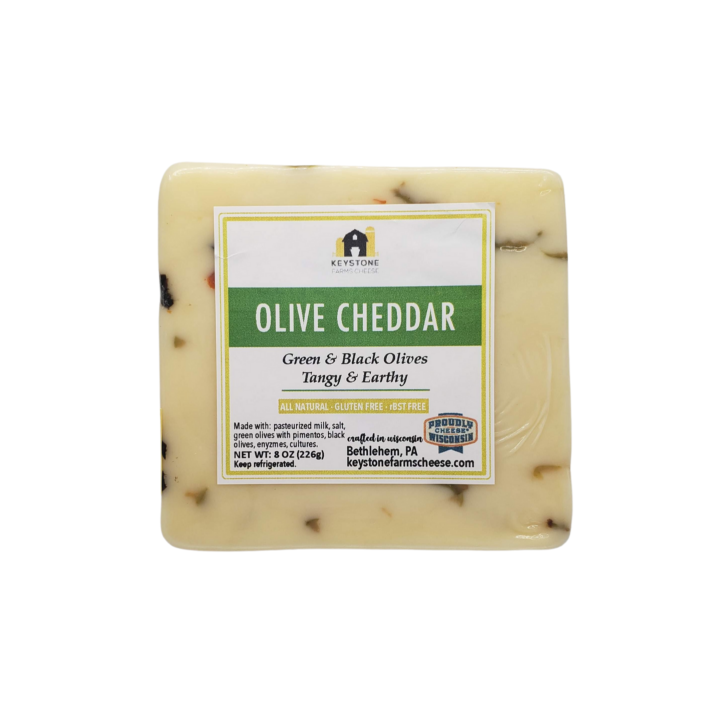 Keystone Farms Cheese - Olive White Cheddar: 9oz.