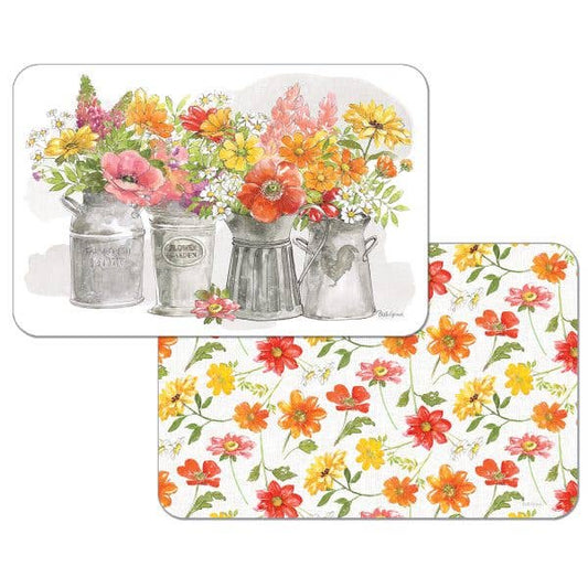 CounterArt/Highland Home/Thirstystone - Farmhouse Floral Reversible Rectangular Plastic Placemat