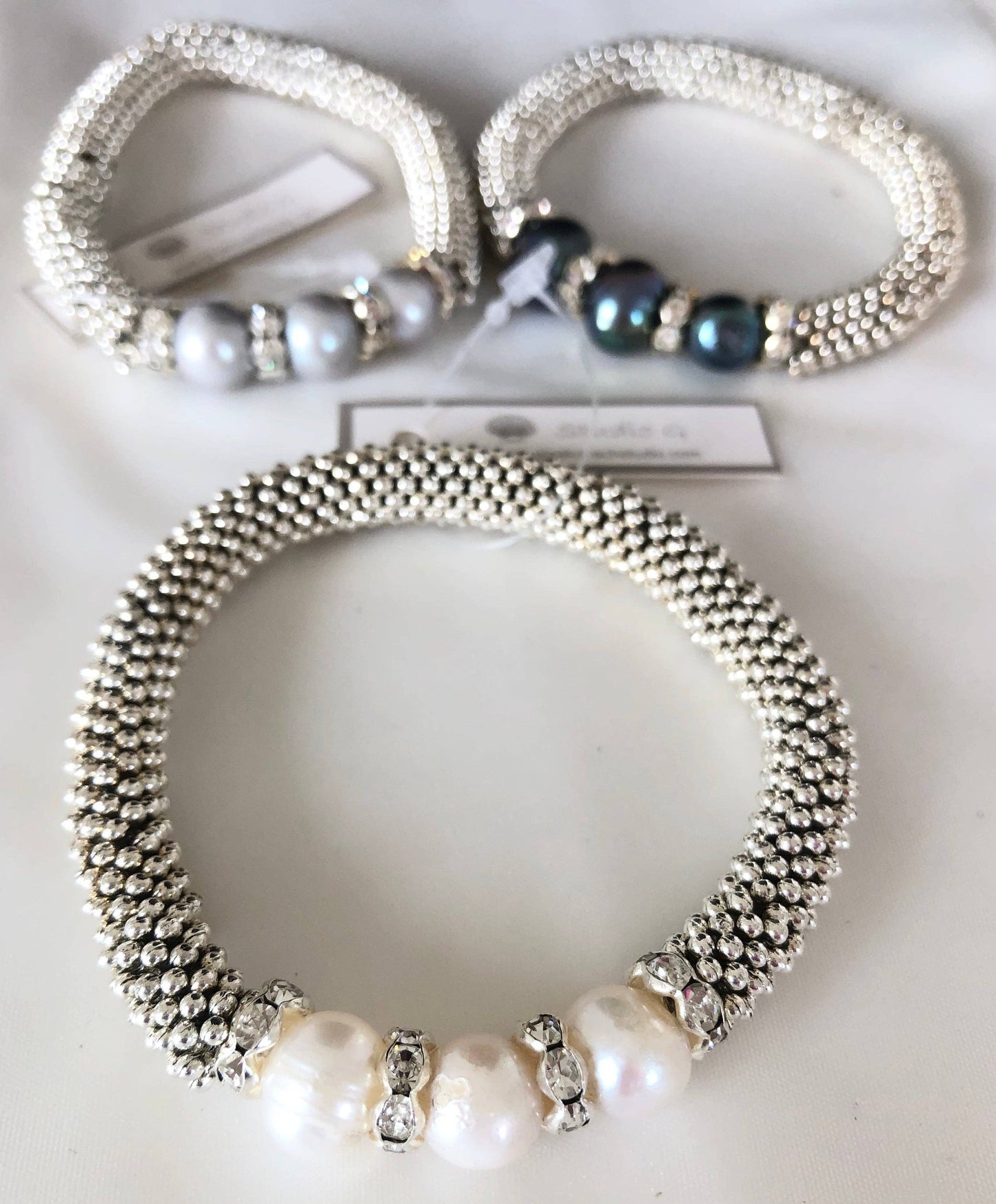 Studio G - #97B 3 Pearl Stretch Bracelet: Black