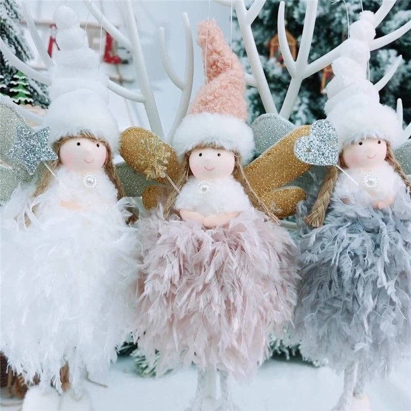 ShieldChic - Cute Feather Angel Christmas Decoration: GRAY
