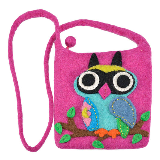 BNB Crafts Inc. - Big Eyed Owl on the branch Cross-Body Bag: Pink