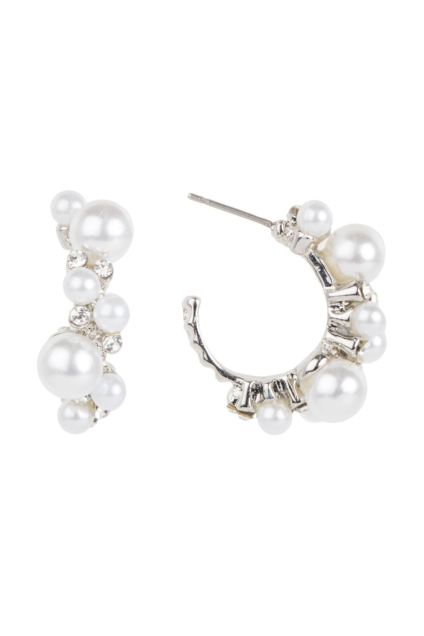 SAACHI - Scatter Genuine Pearl Hoop Earring With Crystal: Gold