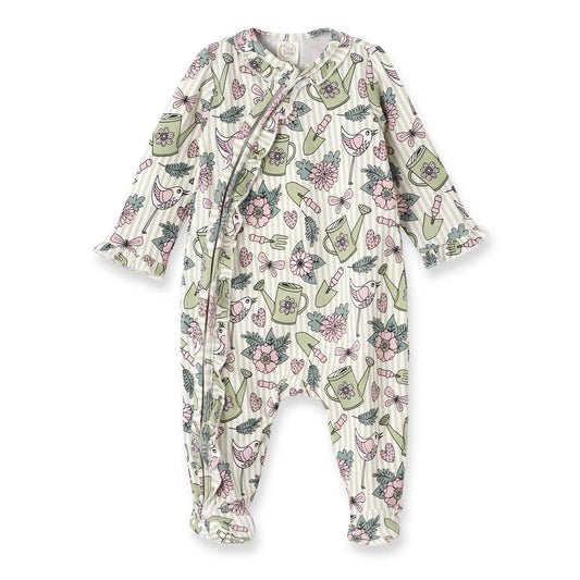 Tesa Babe - Garden Bloom Zipper Bamboo Romper: 3-6M