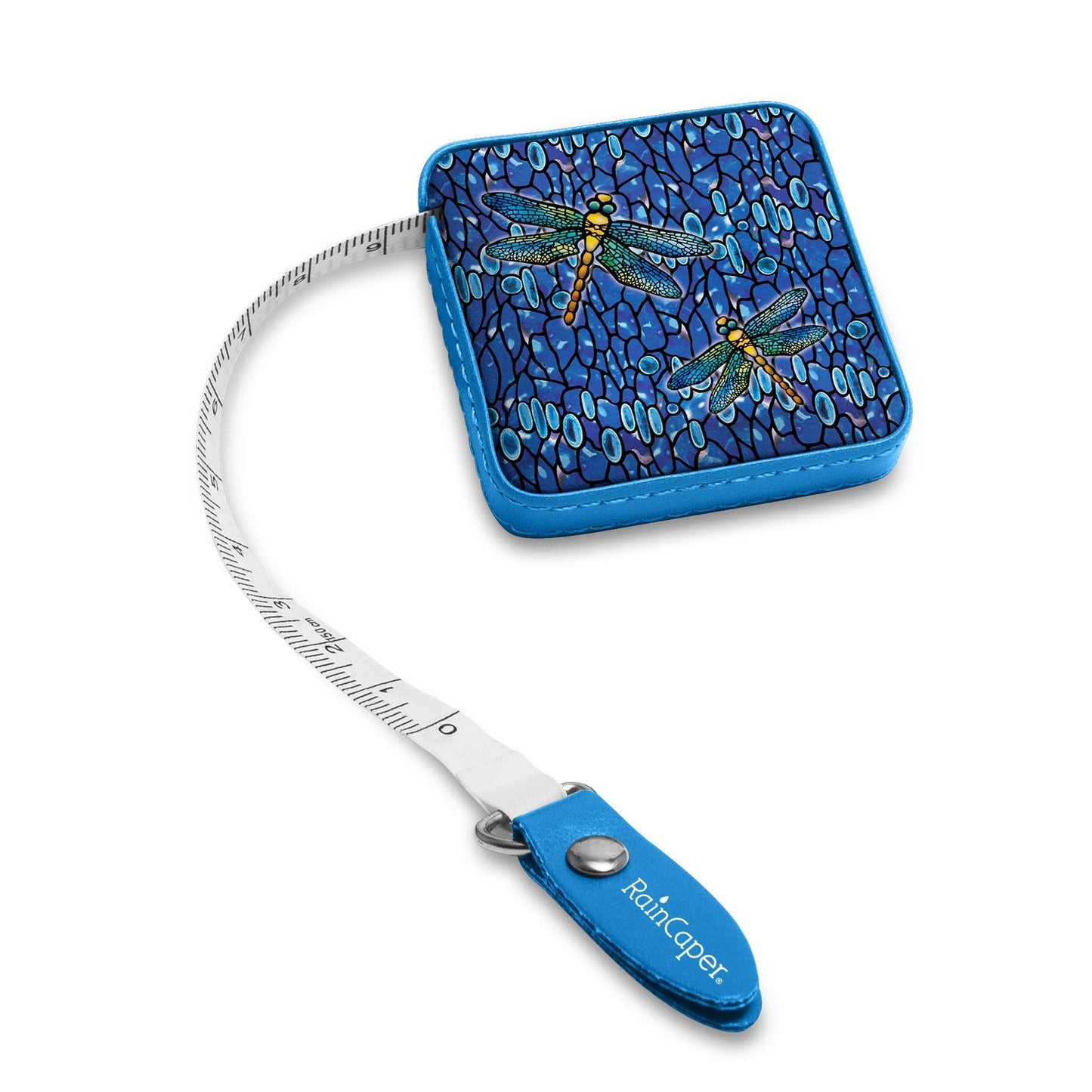 RainCaper - Tiffany Dragonfly (Blue) Compact Retractable Tape Measure – Dual-Sided, 60"/150cm