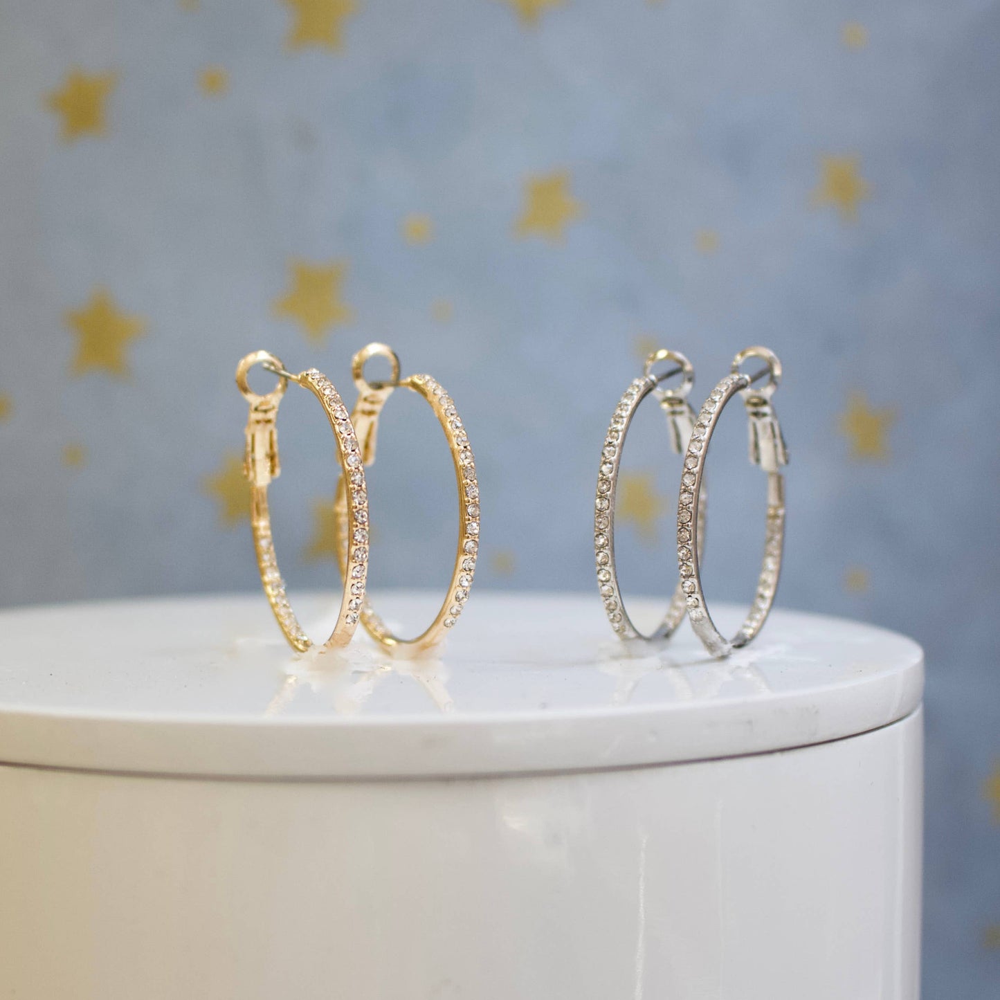 a.v. max - Small Inside Out Pave Hoops: Silver