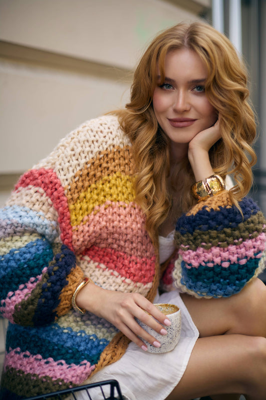 SAACHI - Rainbow Knitted Cardigan