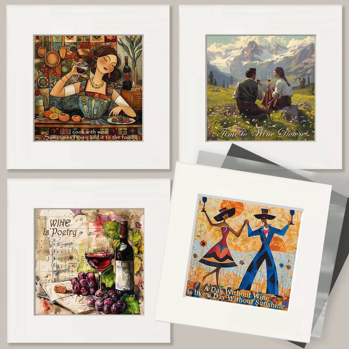 Mowbi - Fairy Enjoying a Glass of Vino - Wine Wall Art Prints – 8″x10″ Artwork for 11″x14″ Frame