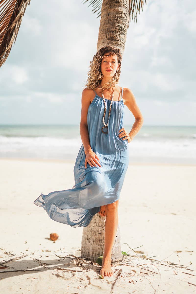 Dance in Paris - Solid Maxi Dress: Silver