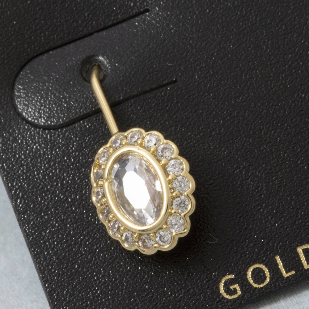 The Looks by Fame Accessories - Oval Cz Halo Drop Earrings: GOLD
