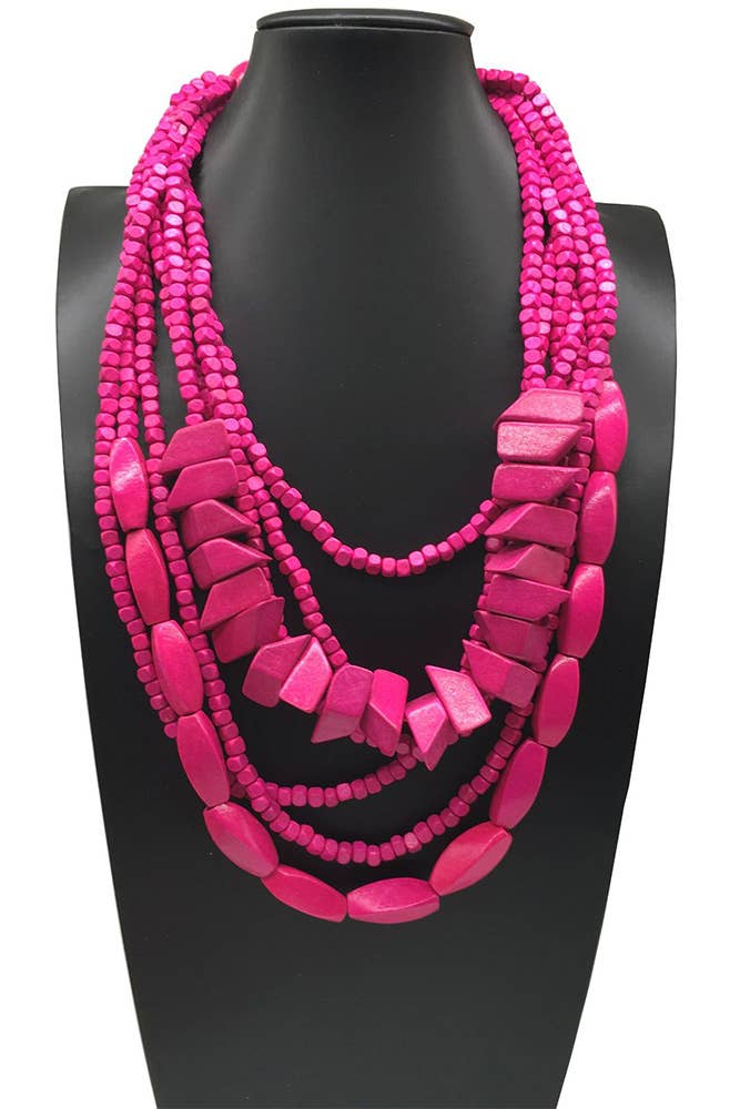 UNISHE - Colorful Wooden Necklace ZK1456: 09 / One Size