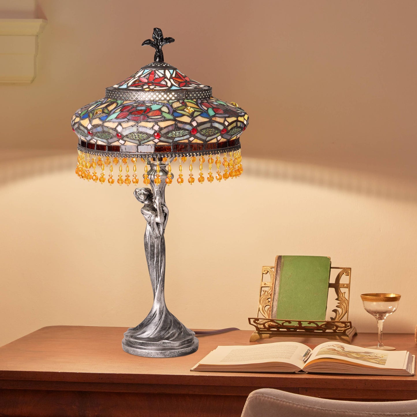 River of Goods - 24" Parisian Antique Silver Bell Shade Novelty Table Lamp
