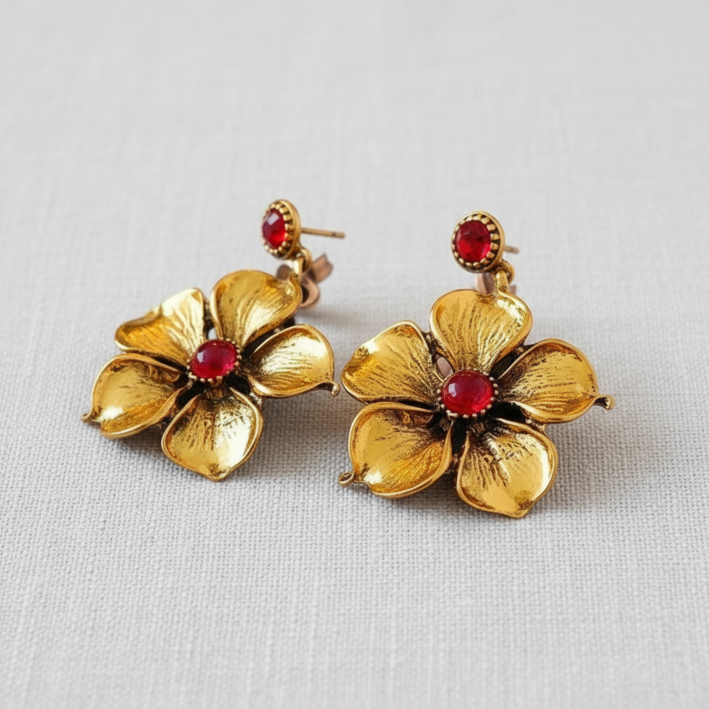 camilla dovey - Vintage Silver Needle Oval Earrings