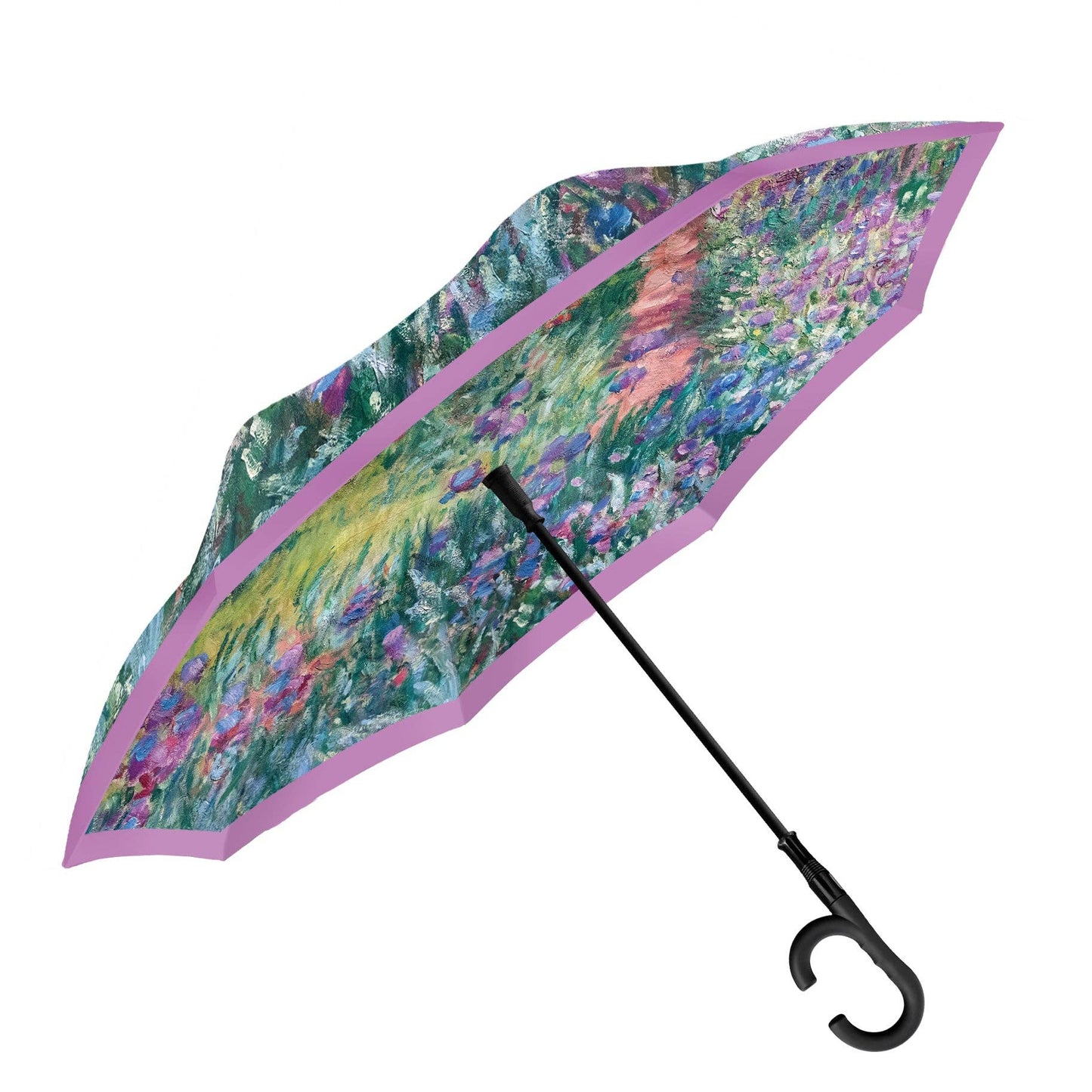 RainCaper - Monet Gardens at Giverny Reverse Inverted Umbrella – Hands-Free, Windproof Design