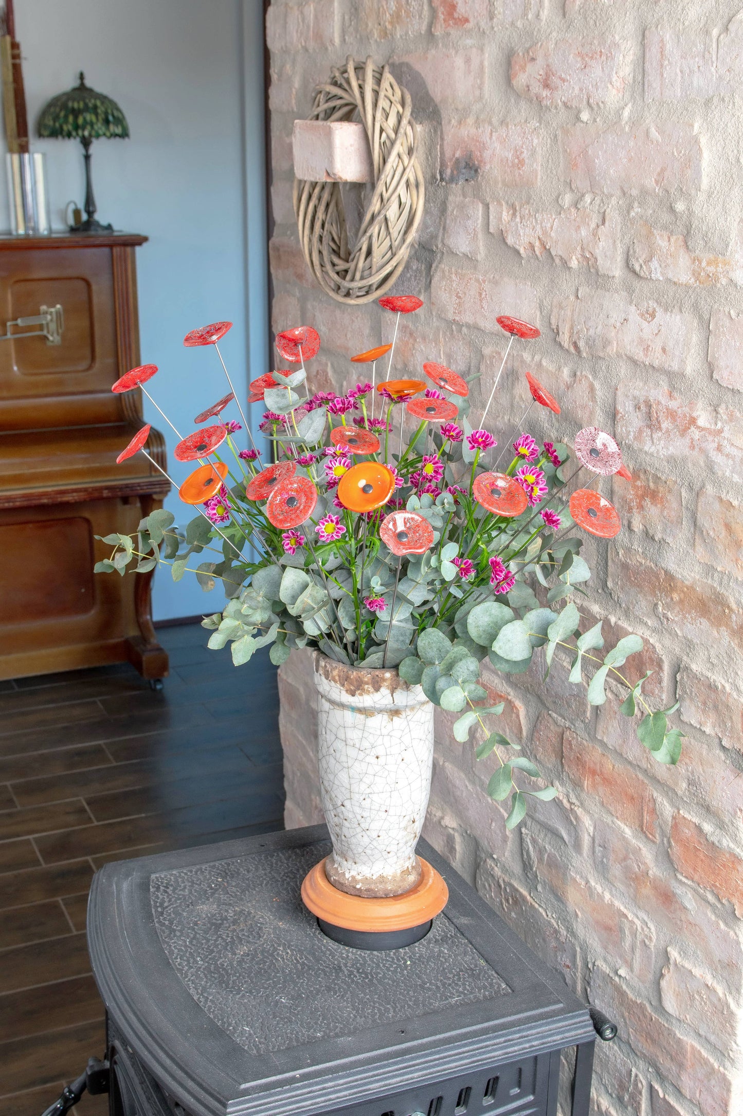 CARNEOL GLASS - Small Glass Flower For Outside In Orange