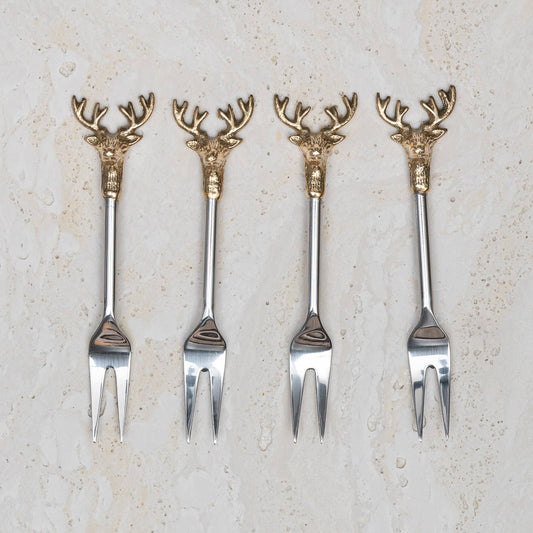 India Handicrafts Inc - Gilded Deer Fork Set