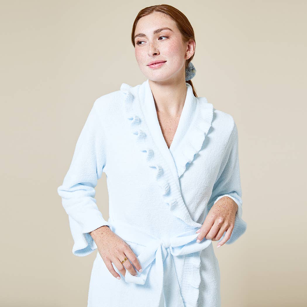 Softies - Cute and Flirty Women's 36" Ruffle Chenille Robe: Cloud / S