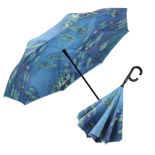 RainCaper - Monet Water Lilies Reverse Inverted Umbrella – Hands-Free, Windproof Design