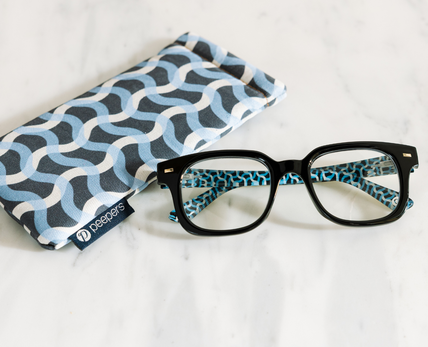 Peepers - Glossary (Blue Light): Black/Wavy / Reading / 2.00